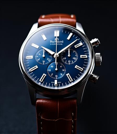 Elegant silver watch with blue dial